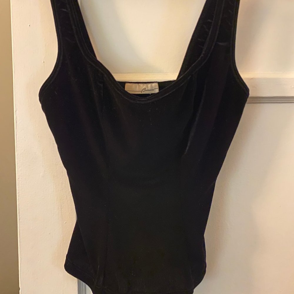 Black velvet tank top. Size 2